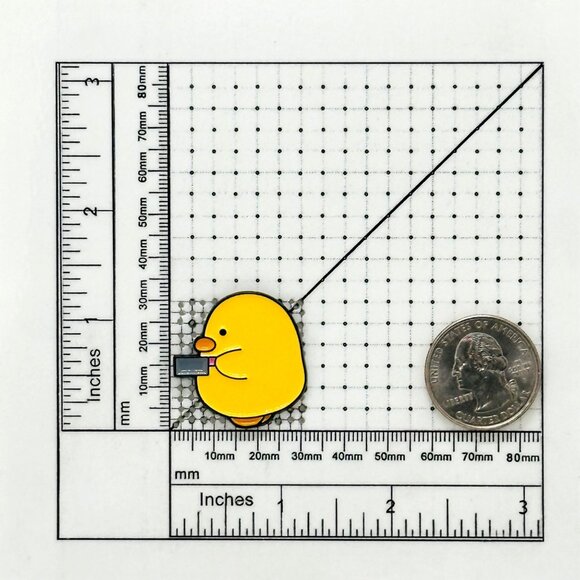 🤩Fun Cartoon Metal Enamel Pin Brooch Cute Yellow Duck Holding A Knife In Hand🤩 - Picture 5 of 5